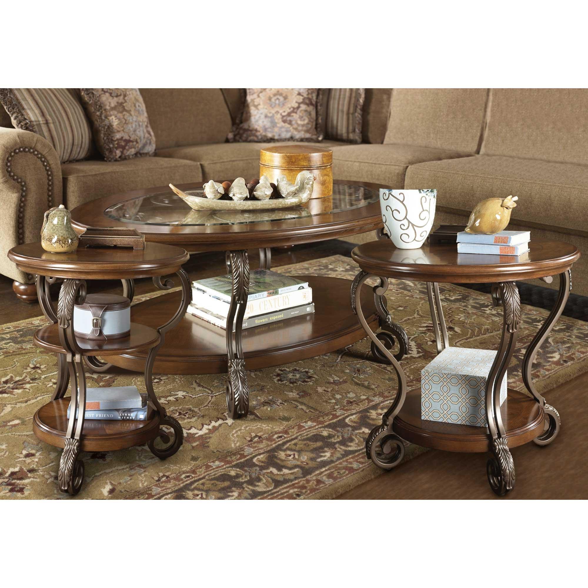 Rent to Own Ashley 3 Piece Nestor Coffee Table w Chairside Table